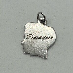 Vtg 925 Sterling Silver Necklace Boy Head Silhouette Dwayne Charm Pendant